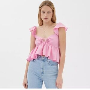 Urban Outfitters Sierra Keyhole Pink Babydoll Top
